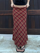 Y2K-Inspired Harajuku Plaid Maxi Skirt with Mermaid Hem - Stretchy Polyester Blend, Machine Washable, Red & Black Checkered Pattern for All Seasons, Allseason Fashion|Bold Pattern Skirt|Flexible Clothing